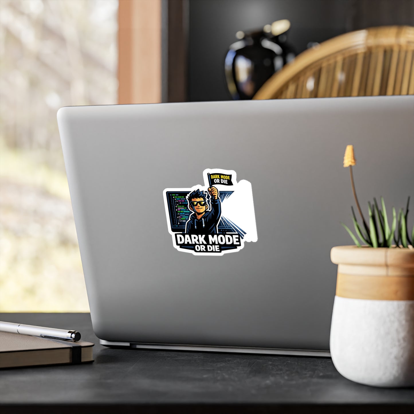Coding Sticker Dark Mode or Die Programmer Humor Vinyl Waterproof sticker decals for Laptop, Water Bottle, Source Code Semicolon