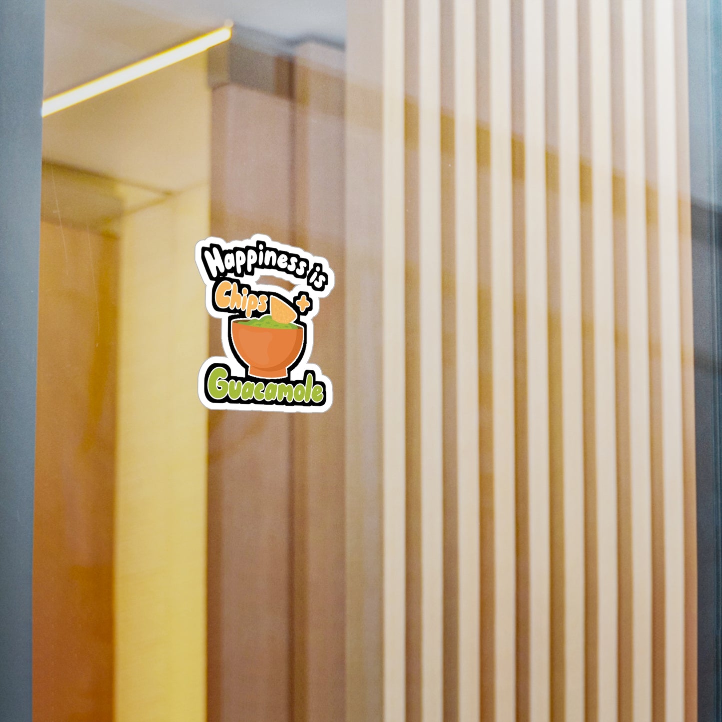 Happiness is Chips + Guacamole - Avocado Sticker for Wall, Laptop, Window, Truck, Car Avocado Gift Vinyl Food Decal Sticker