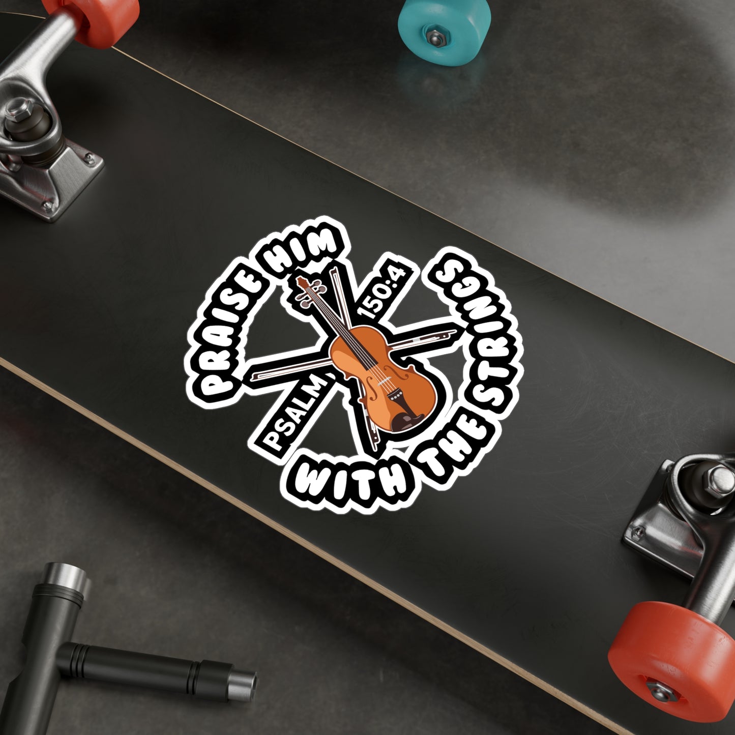 Praise Him With The Strings - Teacher Sticker for Laptop Sticker. Water Bottle Sticker, Vinyl Musical Decal - Teacher Gift