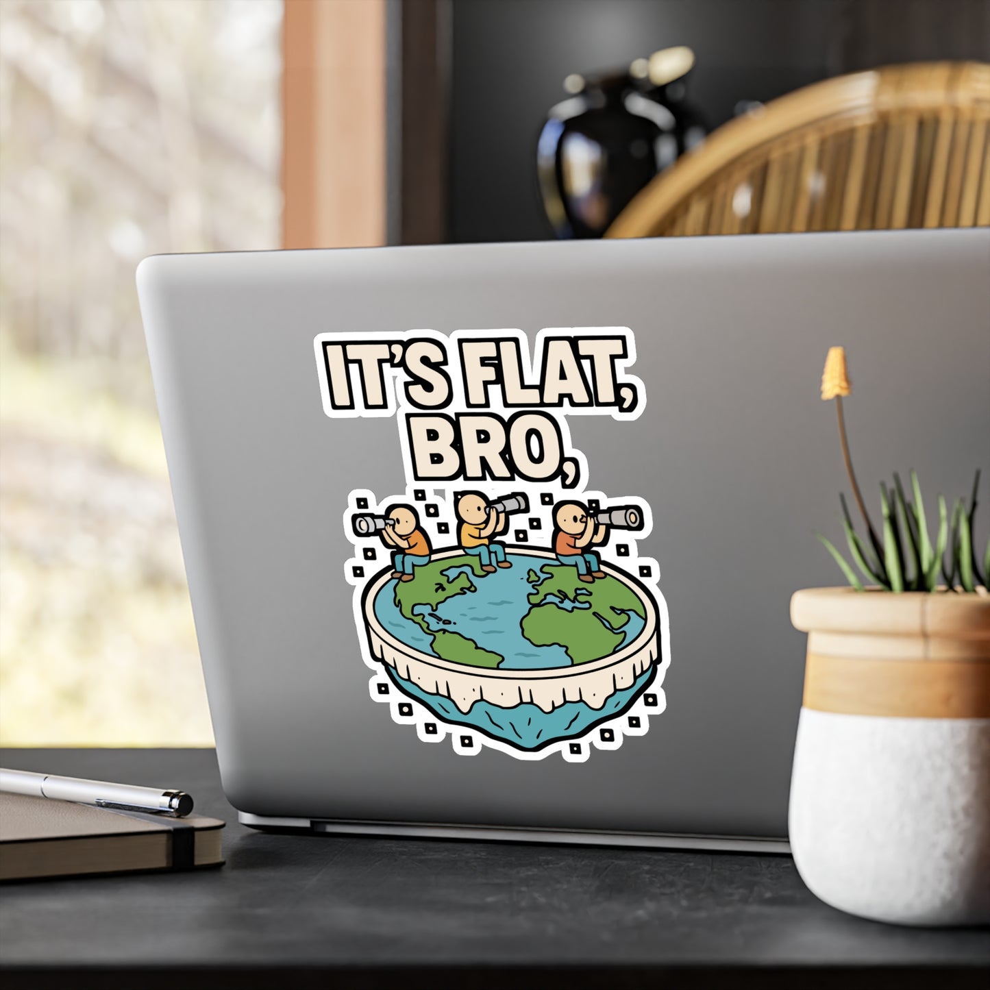 It’s Flat Bro – Flat Earth Sticker for Car, Laptop, Water Bottle & Conspiracy Theory Fans