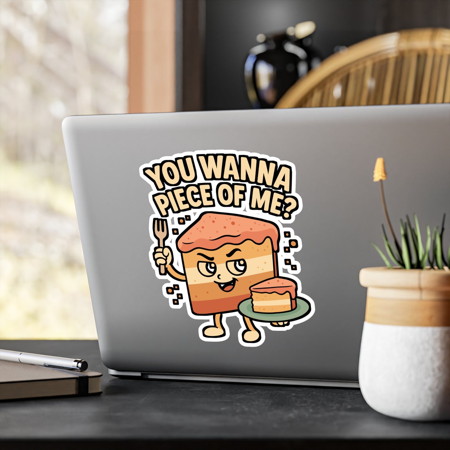 You Wanna Piece Of Me? – Funny Baking Sticker | Vinyl Decal for Laptop, Car, Water Bottle | Cake & Waffle Gift Idea