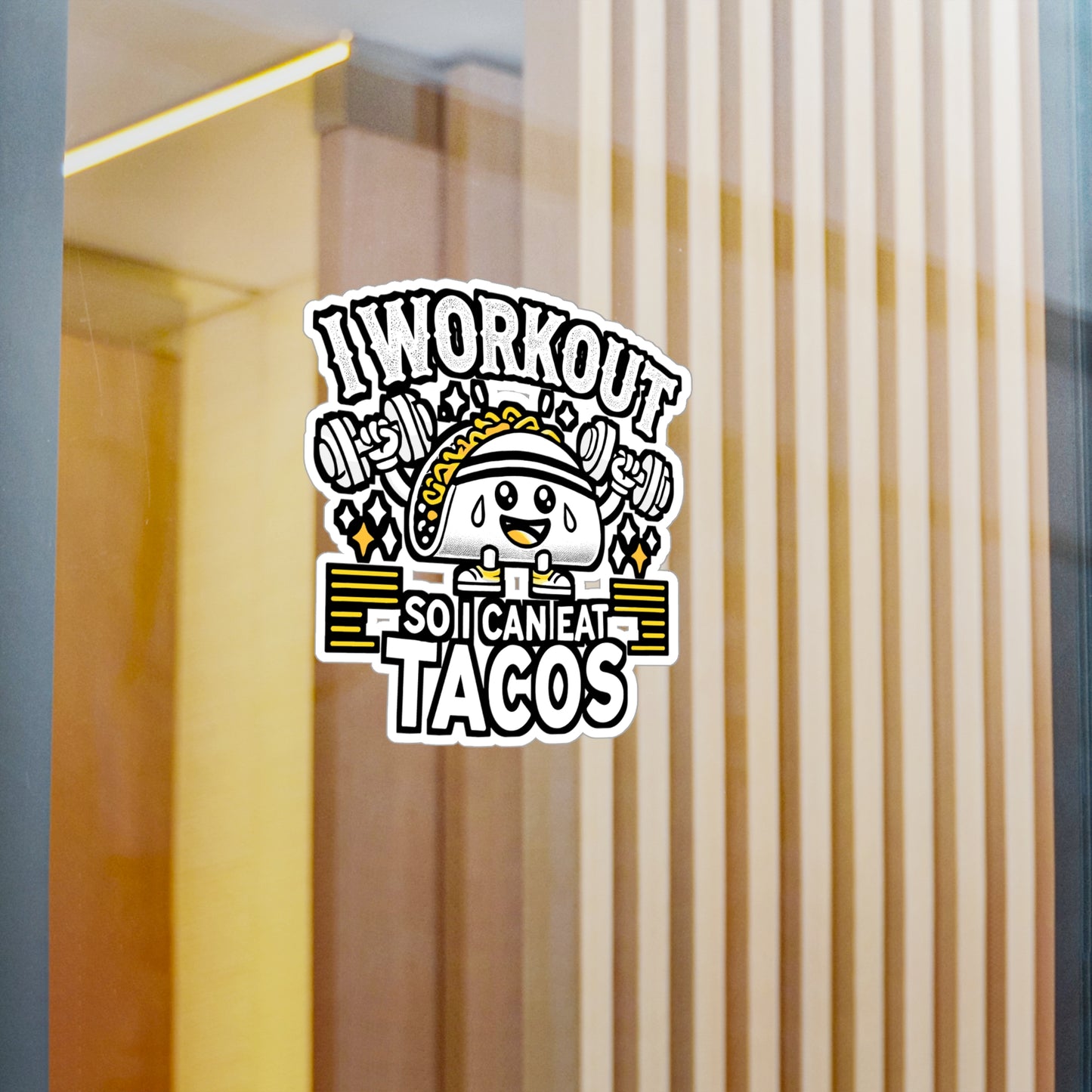 I Workout So I Can Eat Tacos – Vinyl Tacos Sticker for Laptop & Water Bottle | Funny Workout Gift, Taco Lover Decal