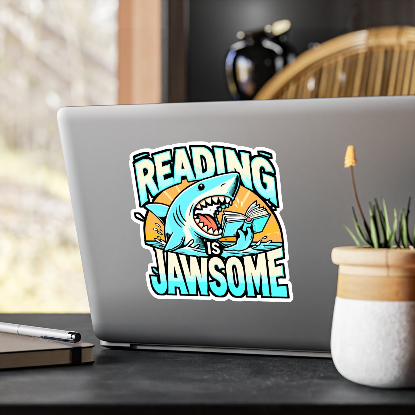 Reading Is Jawsome – Vinyl Reading Sticker for Laptop or Water Bottle | Book Lover Gift, Funny Reading Decal