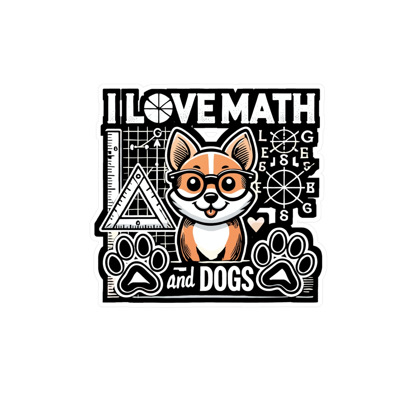I Love Math And Dogs - Math teacher Sticker for Laptop Sticker. Water Bottle Sticker, Vinyl Math Decal - Math teacher Gift