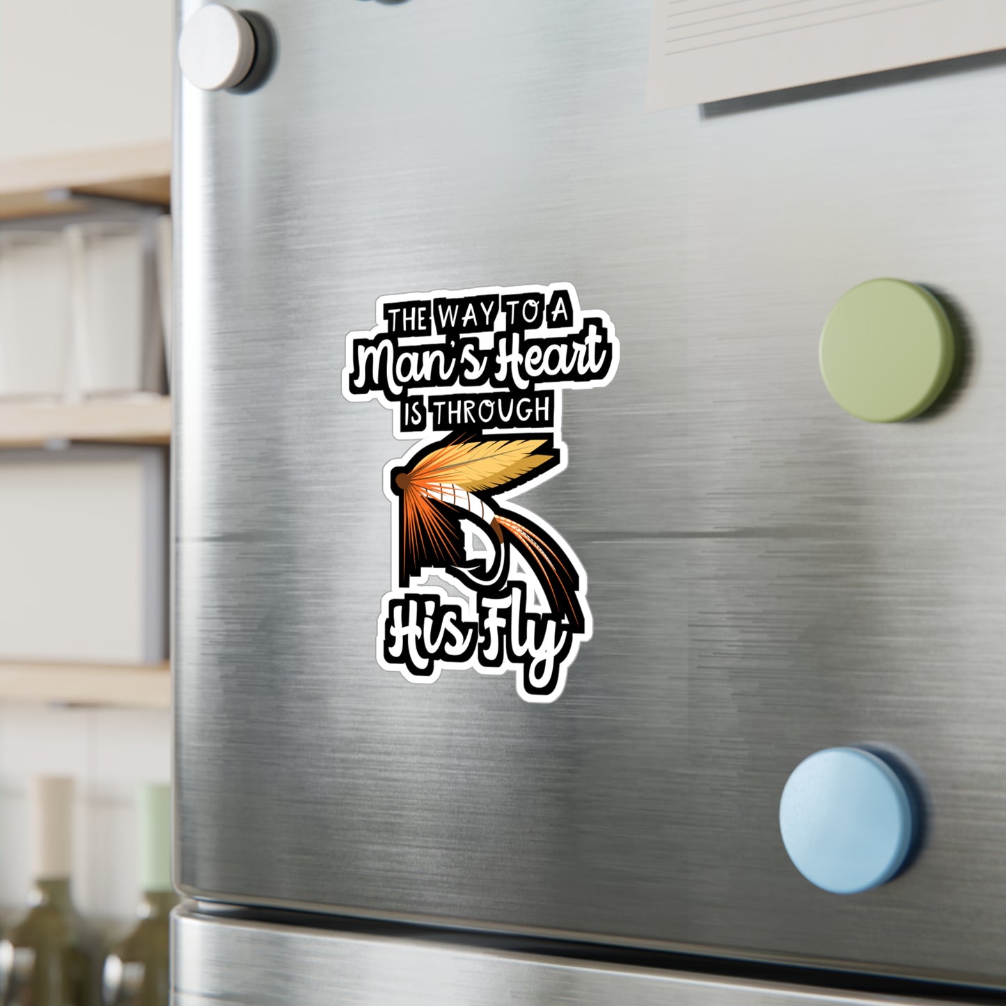 The Way To A Man's Heart Fly Fishing | Fishing Sticker | Angling Decals | Lake Laptop Sticker | Fishing Gift | Angling Gift