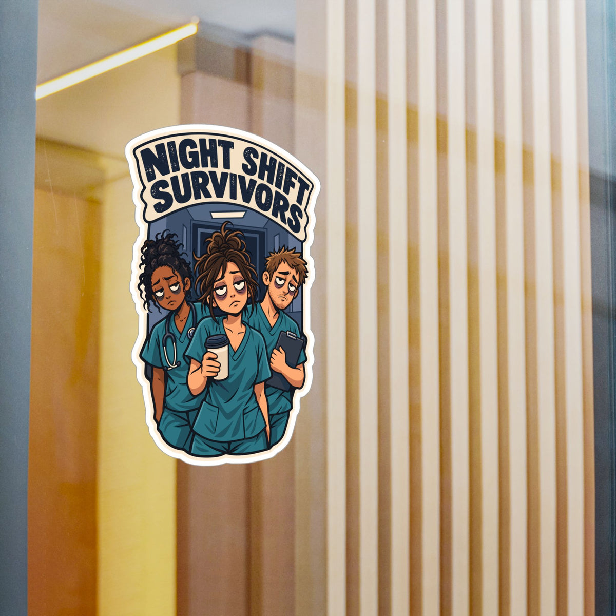 Nurse Sticker – Night Shift Survivors Waterproof Vinyl Decals for Laptop, Water Bottle, Nursing Student Gift, Nursing School Degree