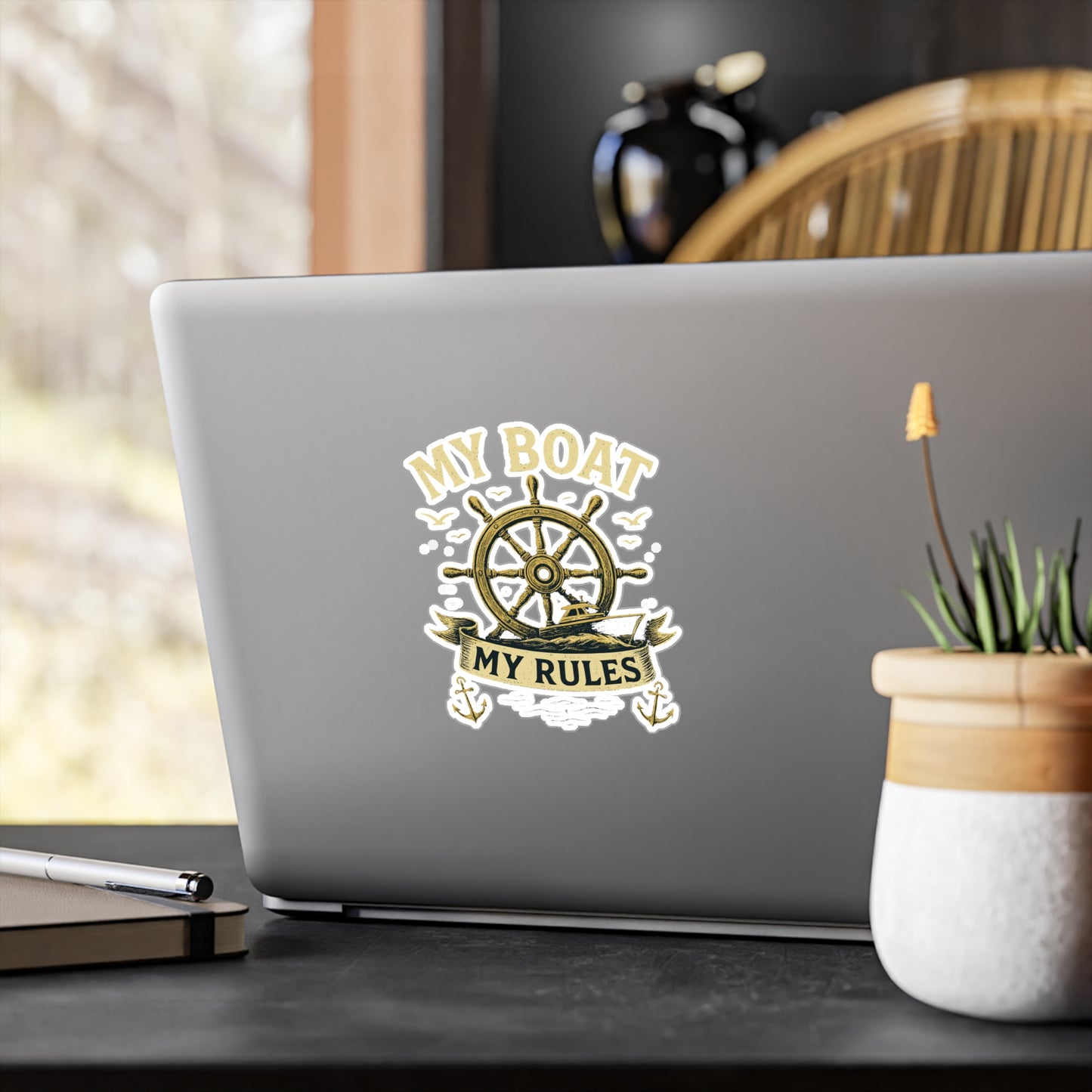 Boating Sticker - "My Boat My Rules" Decals for Sailor or Captain, Waterproof Vinyl for Boat, Laptop, Water Bottle, Nautical Gift