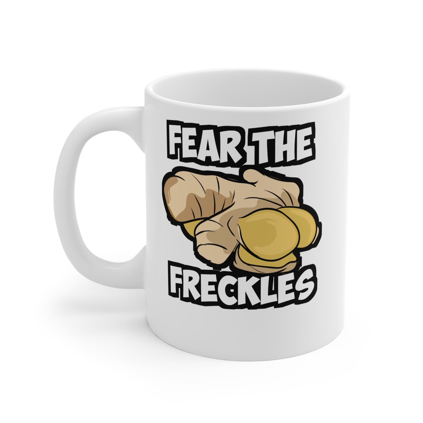 Fear The Freckles - Redhead Mug for Coffee 11oz. Redhead Cup, White ceramic, Blonde Mug, Brunette Tea Cup - Redhead Gift