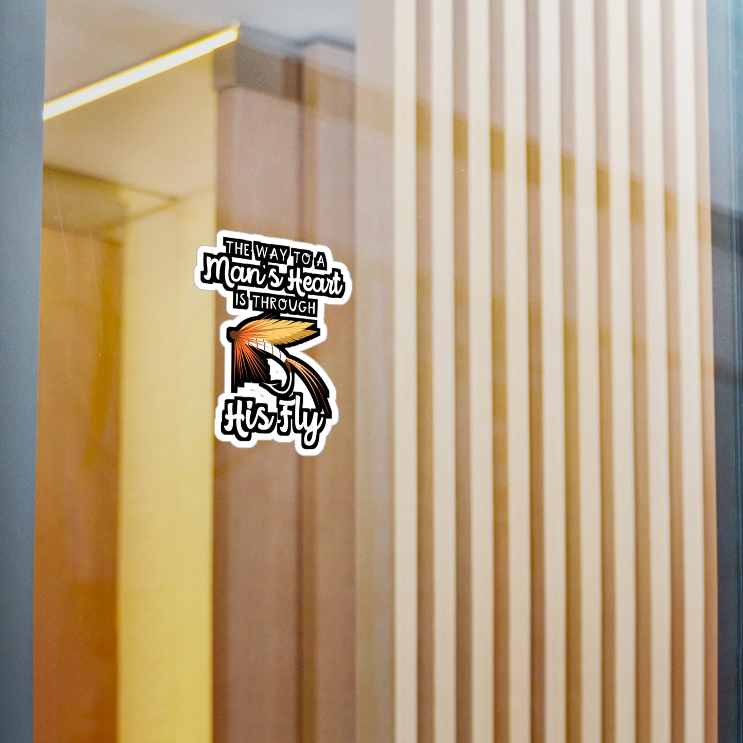The Way To A Man's Heart Fly Fishing | Fishing Sticker | Angling Decals | Lake Laptop Sticker | Fishing Gift | Angling Gift