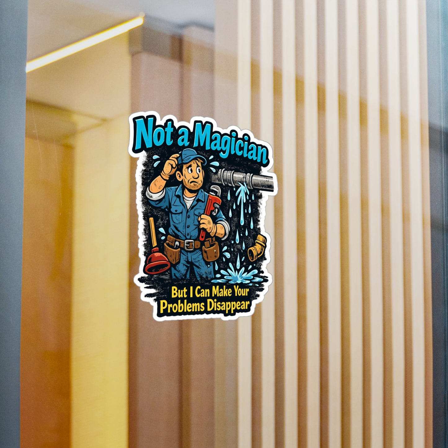 Plumber Sticker Not a magician Funny Pipefitter Plumbing Steamfitter Vinyl Waterproof Decals for Laptop Water Bottle