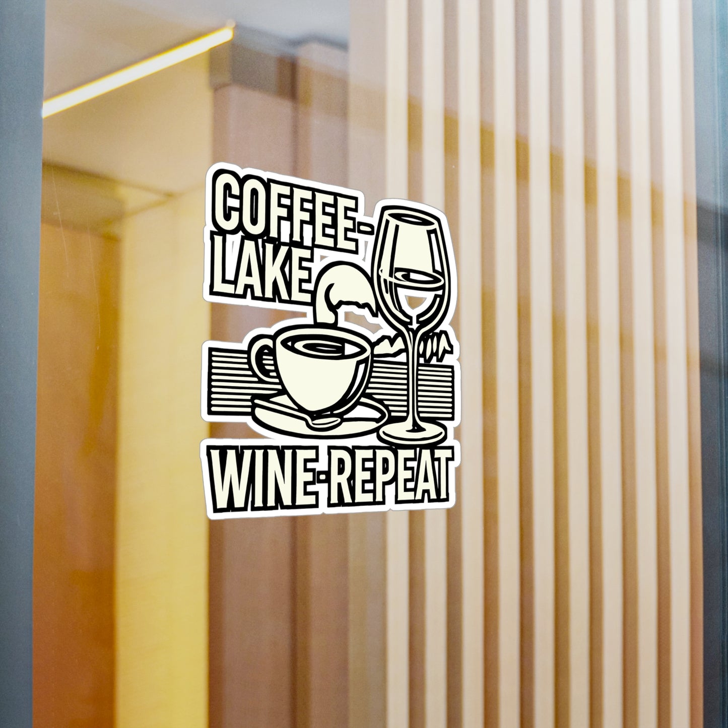 Coffee Lake Wine Repeat – Camping Sticker for Laptop or Water Bottle | Vinyl Decal & Funny Outdoor Gift