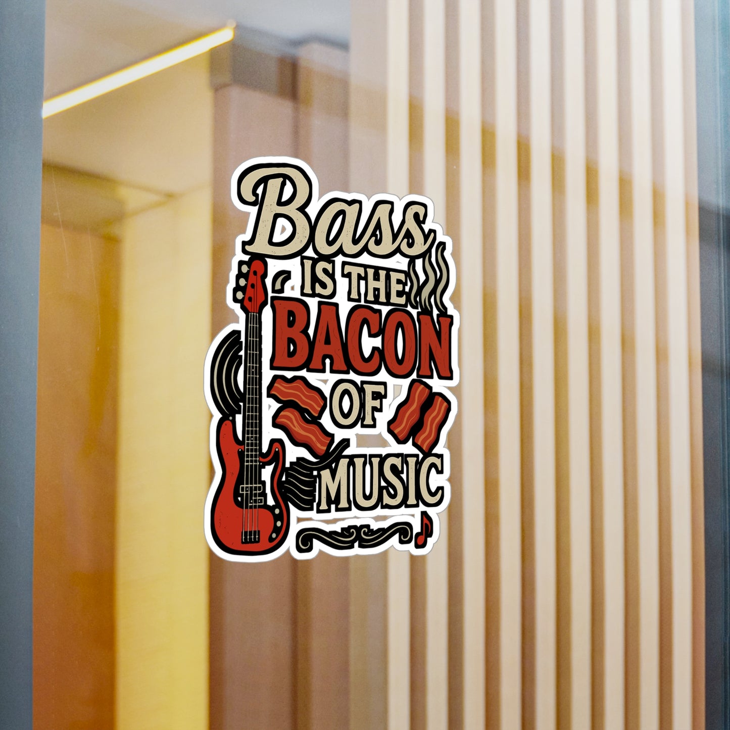 Bass Is the Bacon of Music – Bass Sticker for Laptop, Water Bottle & Music Lover Gifts