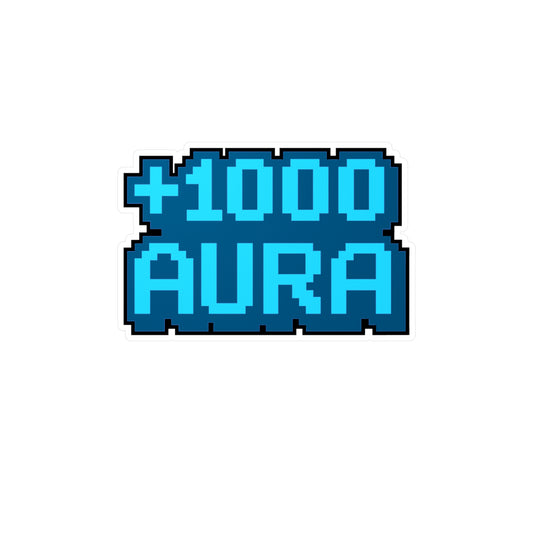 Pixel Sticker "1000 Aura" Retro Gaming Decals – Vinyl Waterproof Upgrade for Laptop, Water Bottle, Durable & Easy to Apply