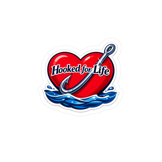 Fishing Sticker Hooked for Life Waterproof Vinyl decals for Laptop, Water Bottle – Angling Lake Boating Design
