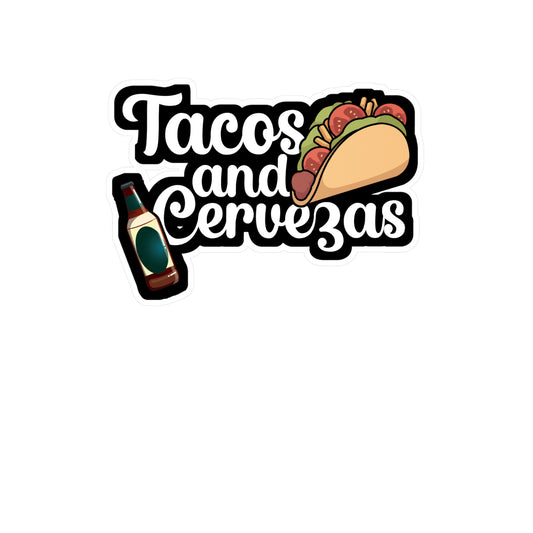 Tacos and Cervezas - Taco Sticker for Wall, Laptop, Window, Truck, Car Taco Gift Vinyl Tacos Decal Sticker