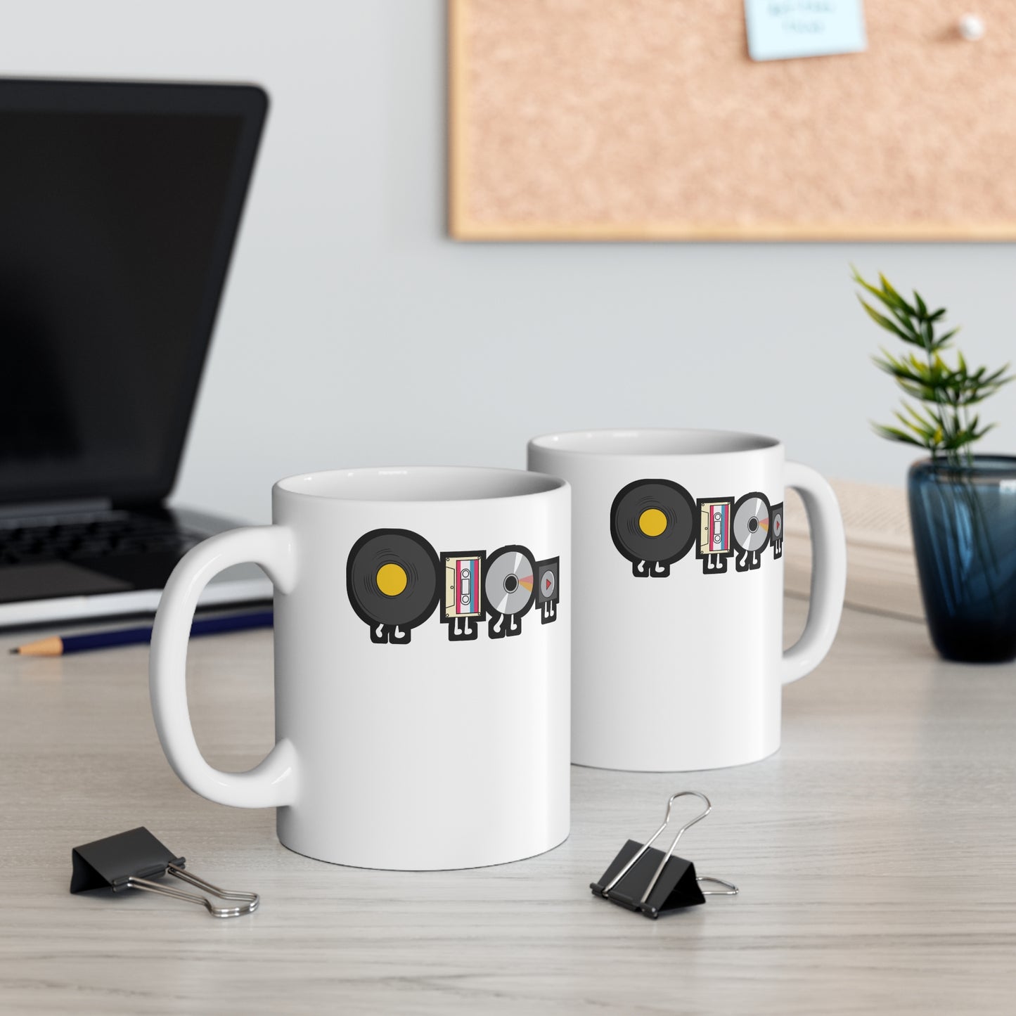 Audio player evolution - Vinyl Mug for Coffee 11oz. Vinyl Cup, White ceramic, Record Mug, Turntable Tea Cup - Vinyl Gift