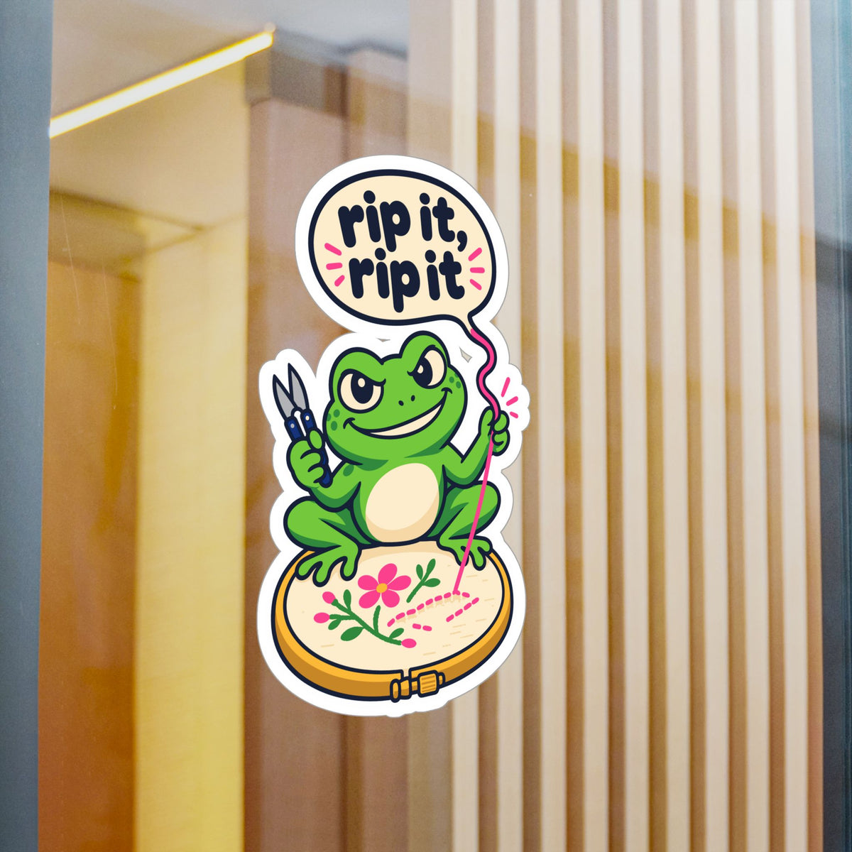 Embroidery Sticker - Rip It, Rip It Design for Needlework, Crafting and Stitching Fans, Decals for Laptop or Water Bottle