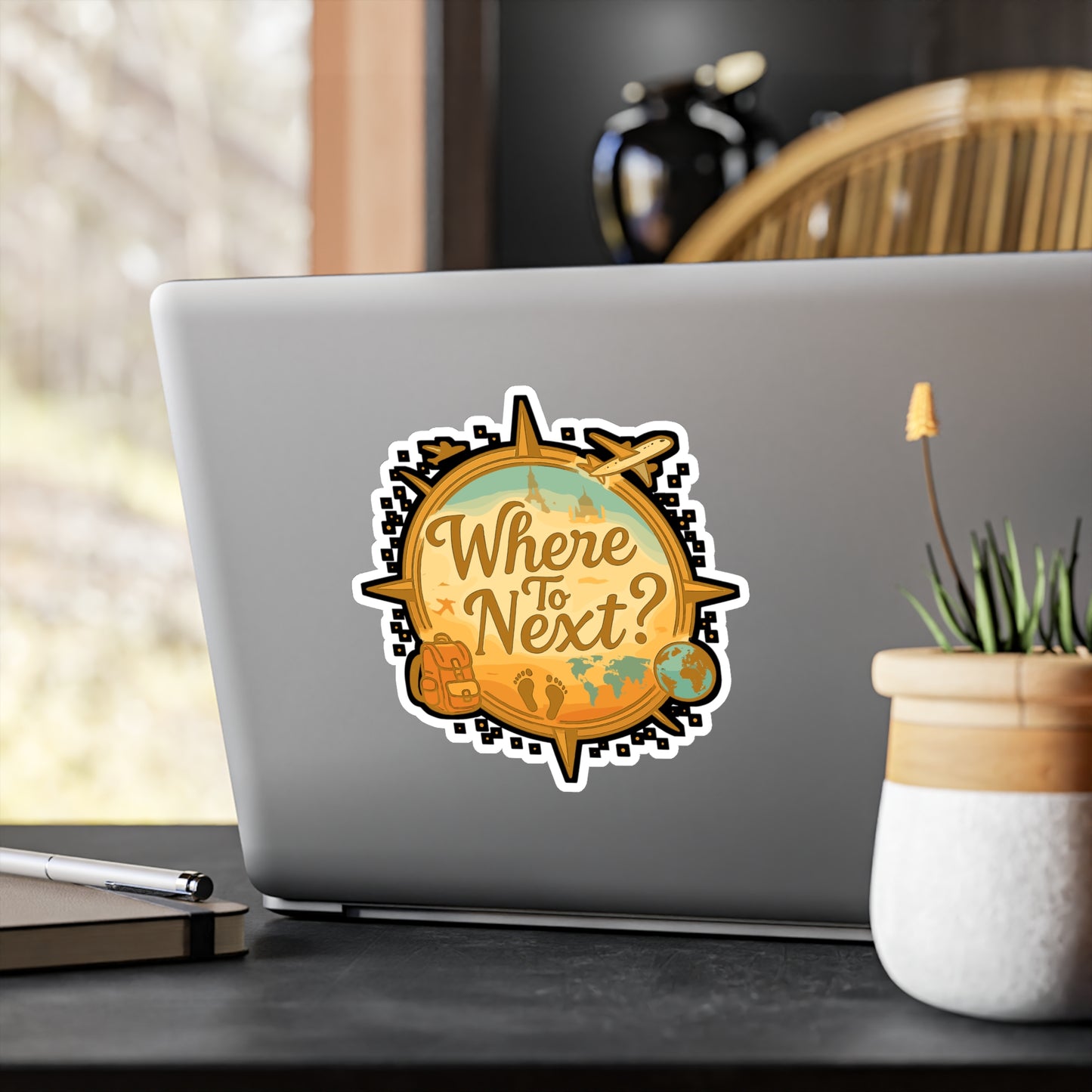 Where To Next? - Travel Sticker for Laptop, Water Bottle, Gift for Adventurers, Wanderlust Travelers