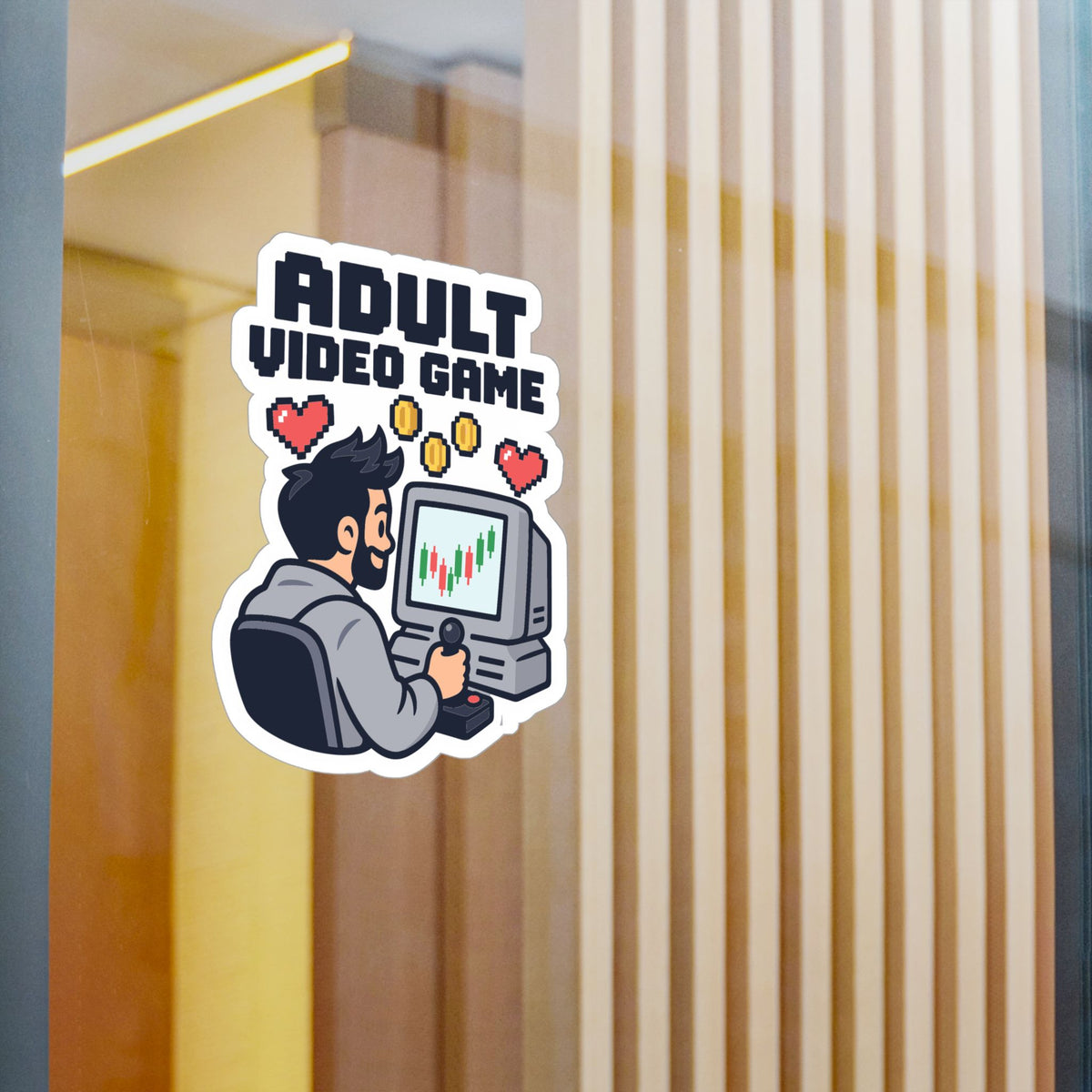 Day Trading Sticker - Adult Video Game Design for the Stock Market and Forex Trader, Laptop and Water Bottle Decals