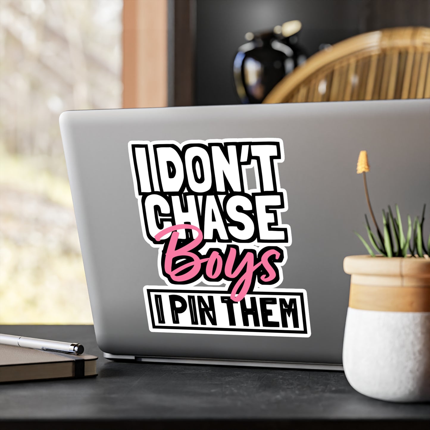 I Don't Chase Boys I Pin Them - Wrestle Sticker for Laptop Sticker. Water Bottle Sticker, Vinyl Wrestling Decal - Wrestle Gift
