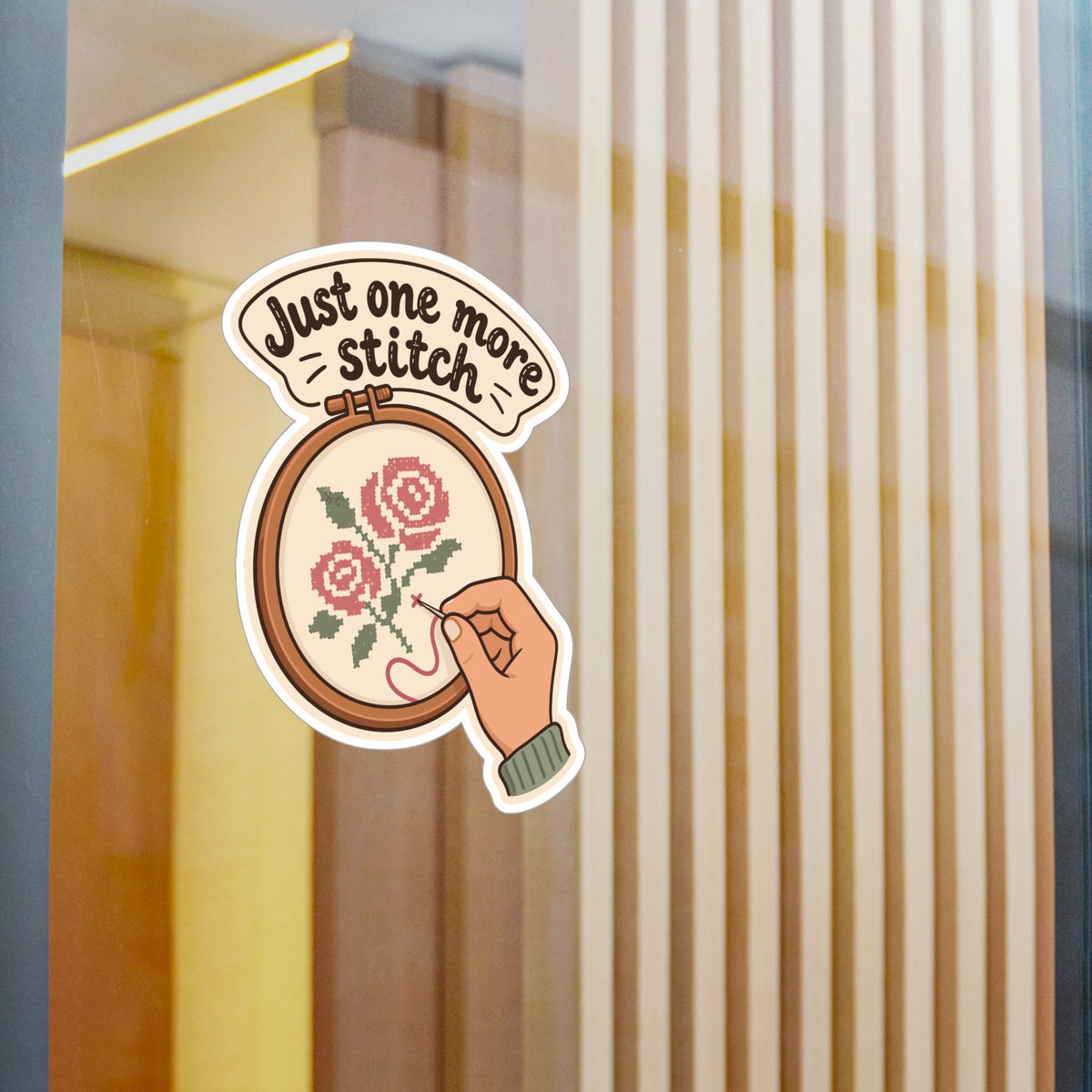 Embroidery Sticker – Just One More Stitch Decals for Needlework Lovers and Stitching Fans, Crafting Decor for Laptop or Water Bottle