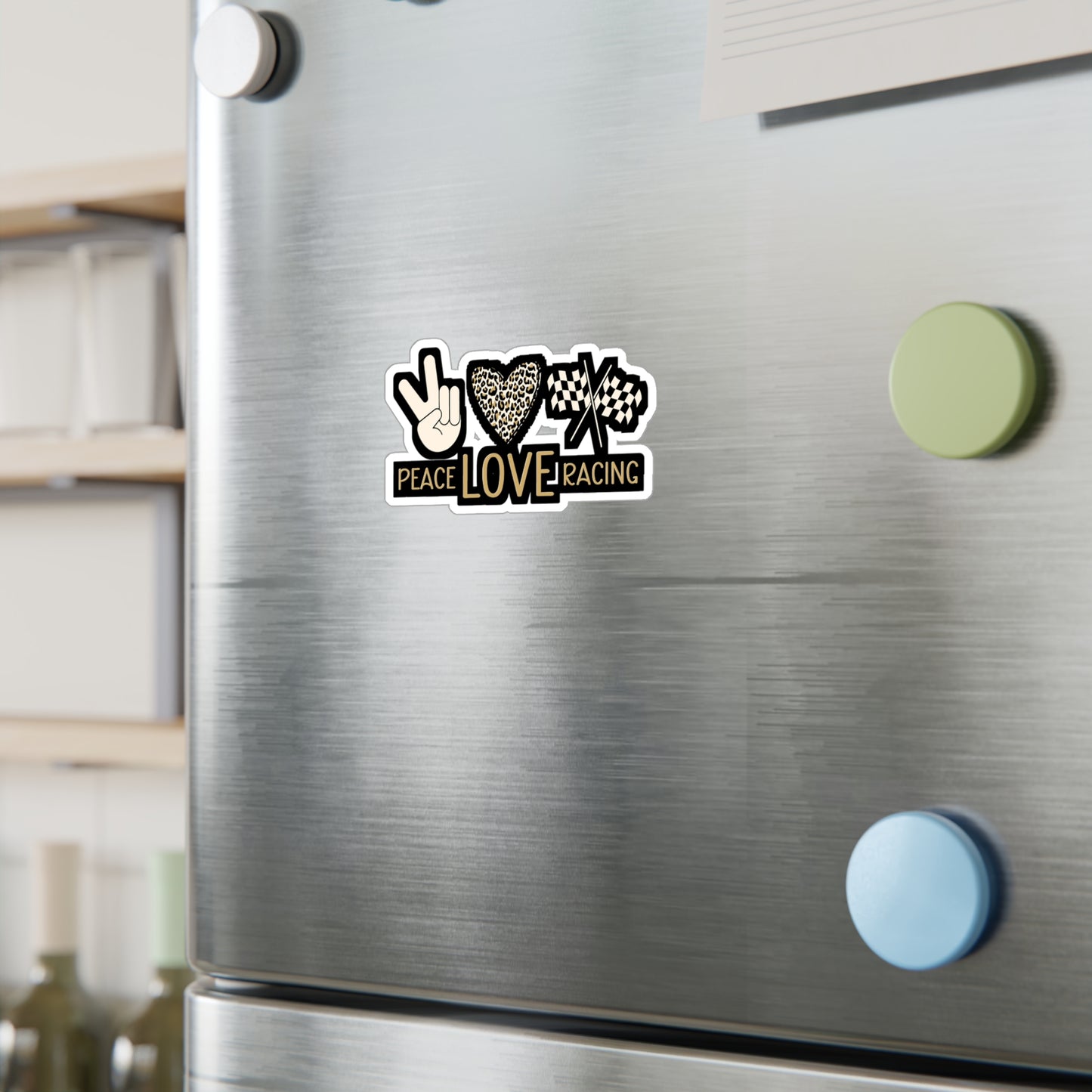 Peace Love Racing - Car-racing Sticker for Laptop Sticker. Water Bottle Sticker, Vinyl Skid Decal - Car-racing Gift