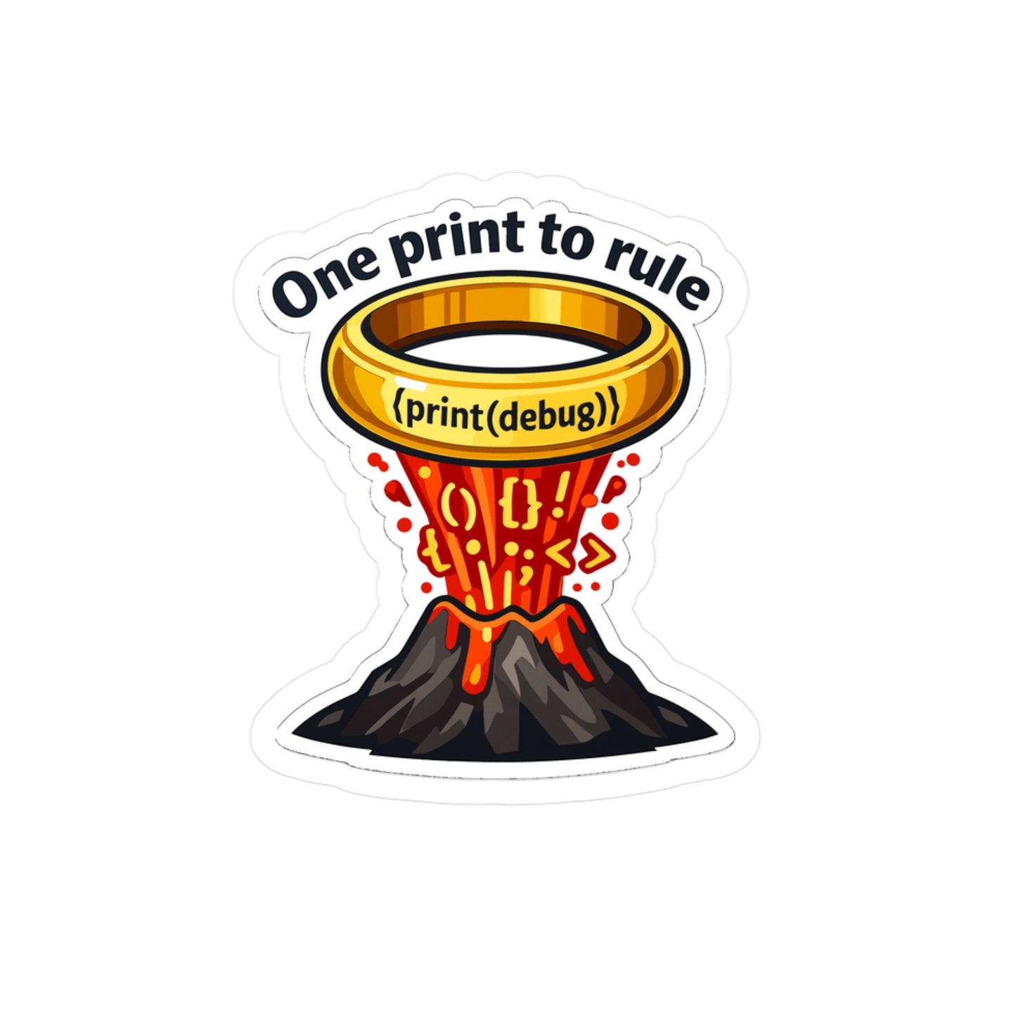 Coding Sticker "One Print to Rule" – Funny Programmer Source Code Semicolon decals, Waterproof Vinyl for Laptop or Water Bottle