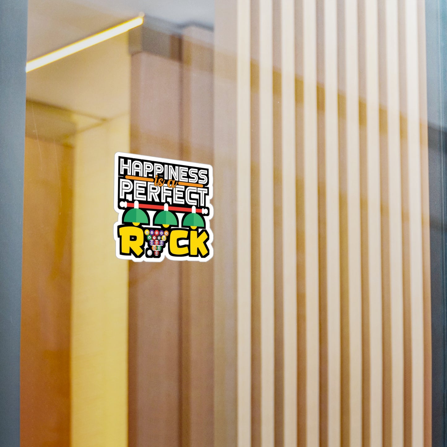 Happiness is a Perfect Rick - Billiards Sticker for Laptop Sticker. Water Bottle Sticker, Vinyl Pool Decal - Billiards Gift