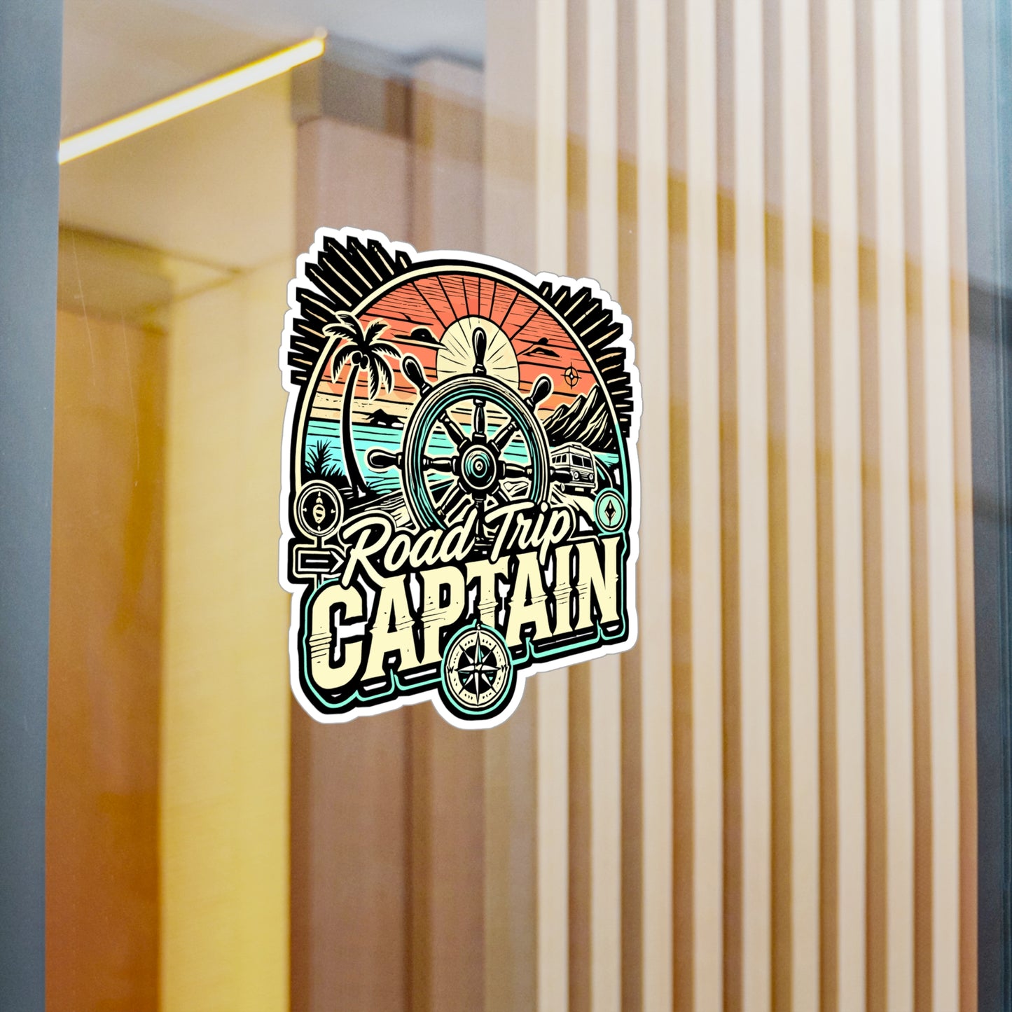 Road Trip Captain – Vinyl Road Trip Sticker for Laptop or Water Bottle | Vacation Decal, Road Trip Gift