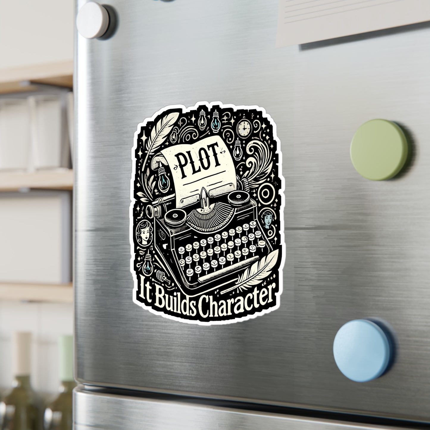 Plot It Builds Character - Writer Sticker for Laptop Sticker. Water Bottle Sticker, Vinyl Content writer Decal - Writer Gift