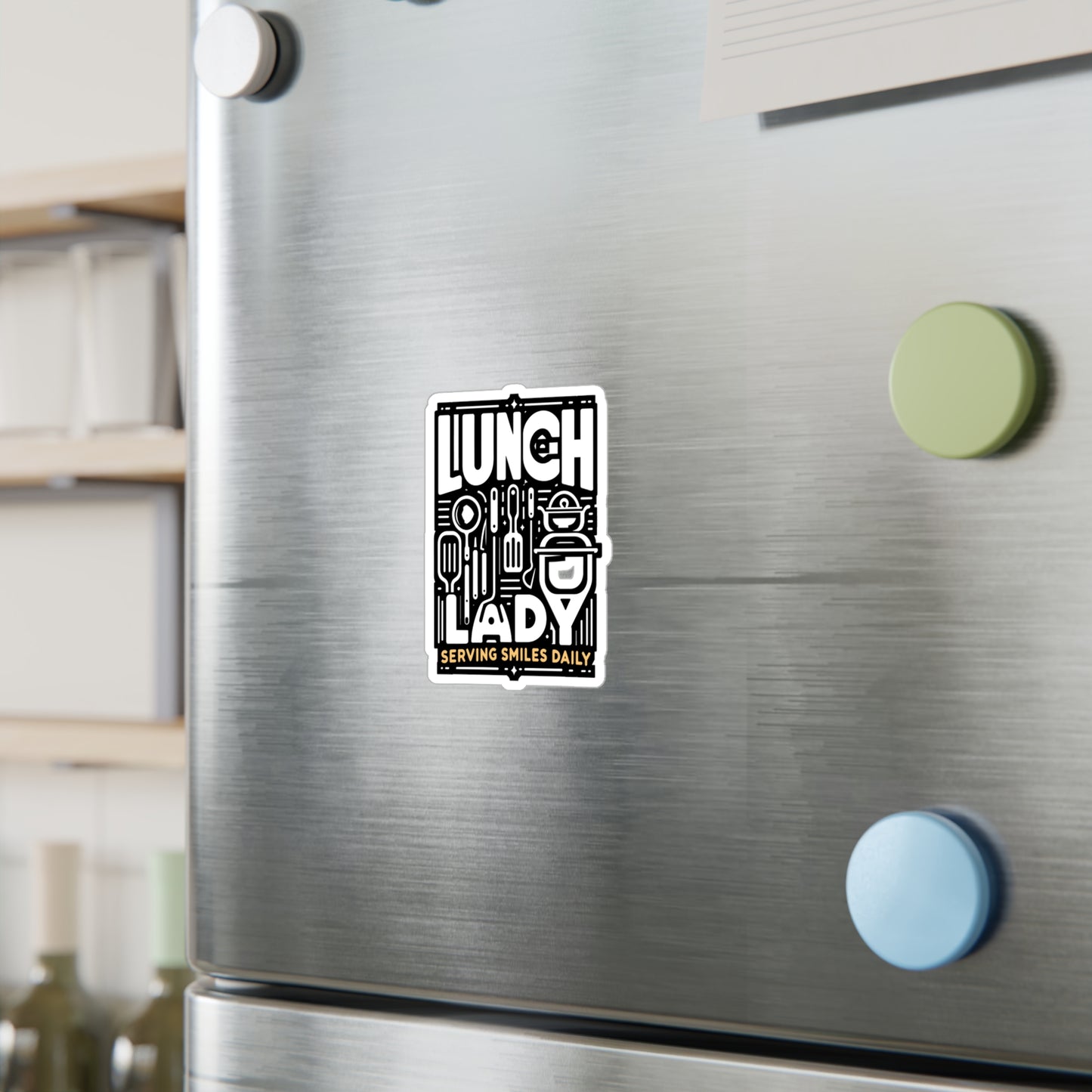 Lunch Lady Serving smiles daily  - Lunch lady Sticker for Laptop Sticker. Water Bottle Sticker, Vinyl Lunch Decal - Lunch lady Gift