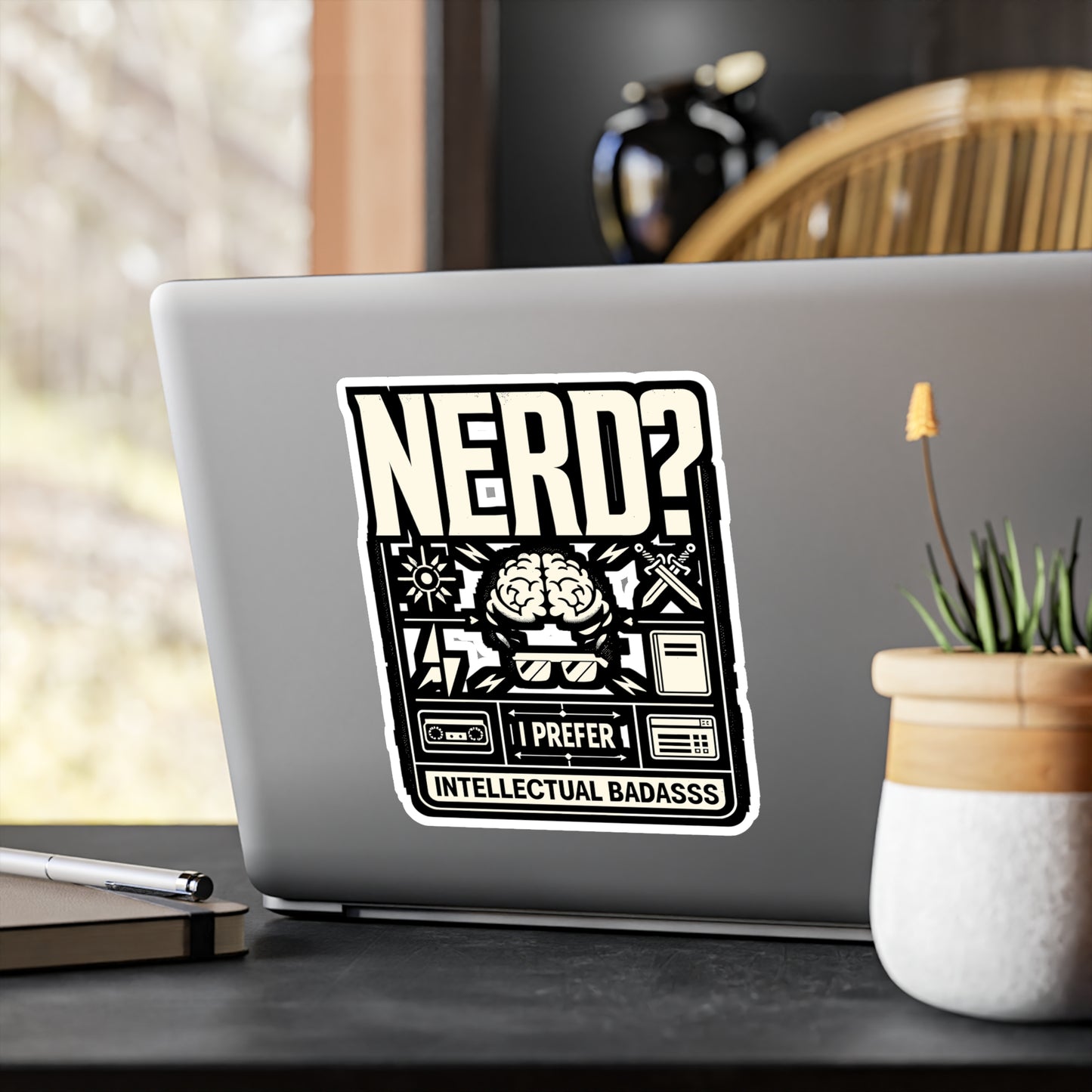 Nerd? I Prefer Intellectual Badass - Nerd Sticker for Laptop Sticker. Water Bottle Sticker, Vinyl Intellectual Decal - Nerd Gift