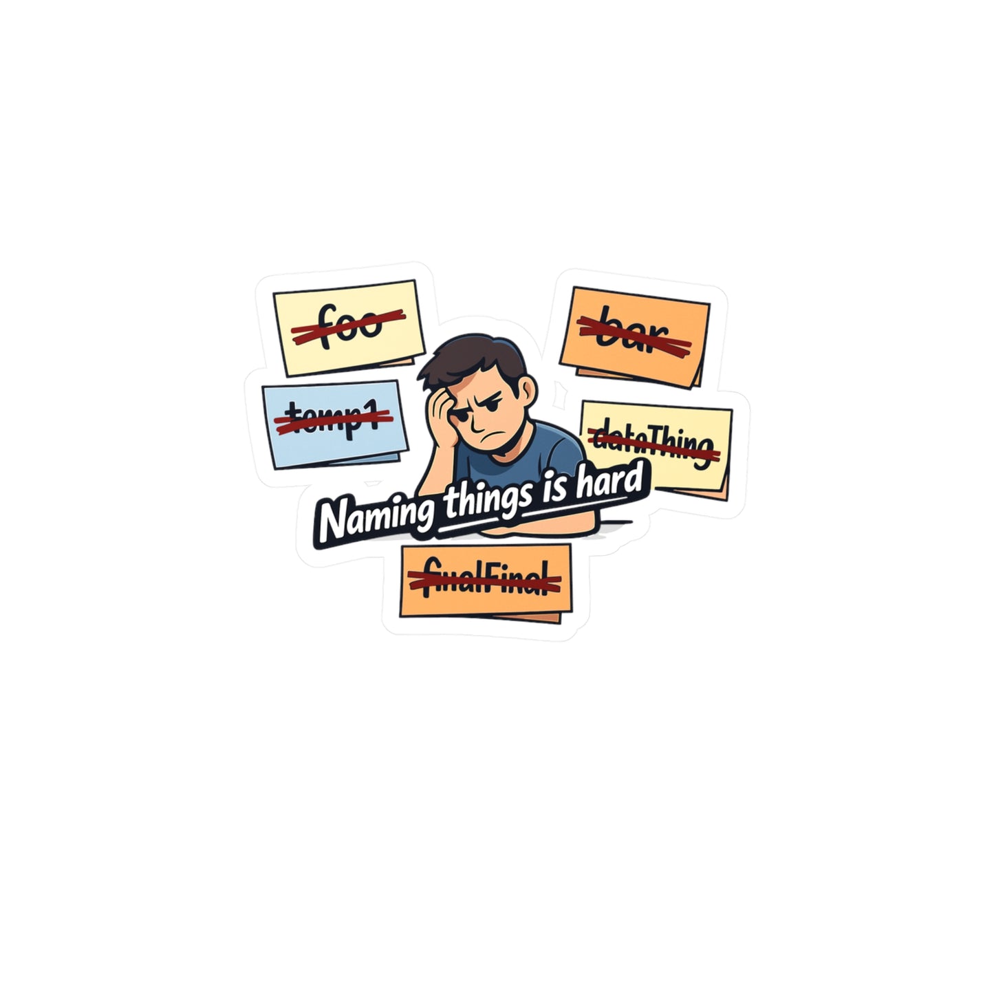 Coding Sticker Naming Things Is Hard Funny Programmer Decals, Waterproof Vinyl for Laptop, Water Bottle, Source Code Semicolon Humor