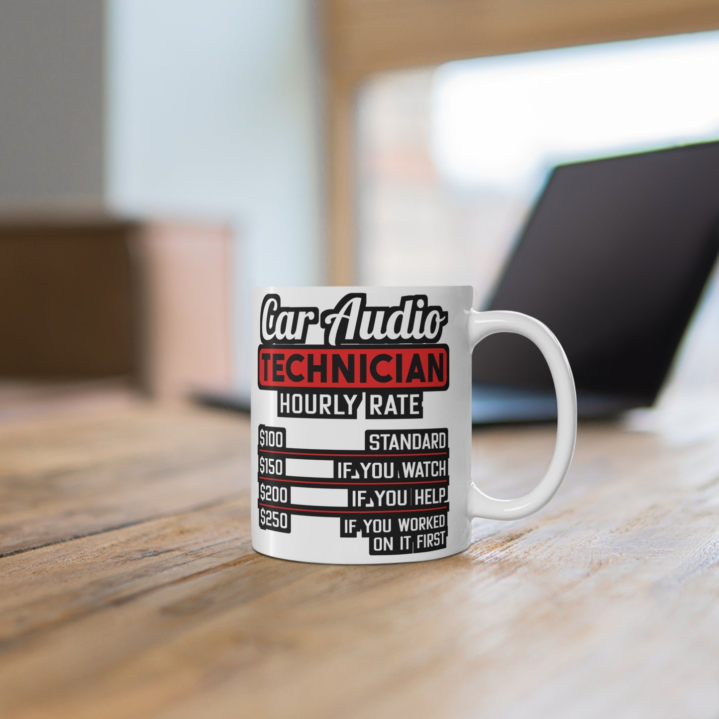 Car Audio Technician Hourly Rate - Car-stereo Mug for Coffee 11oz. Car-stereo Cup, White ceramic, Car-audio Mug - Car-stereo Gift