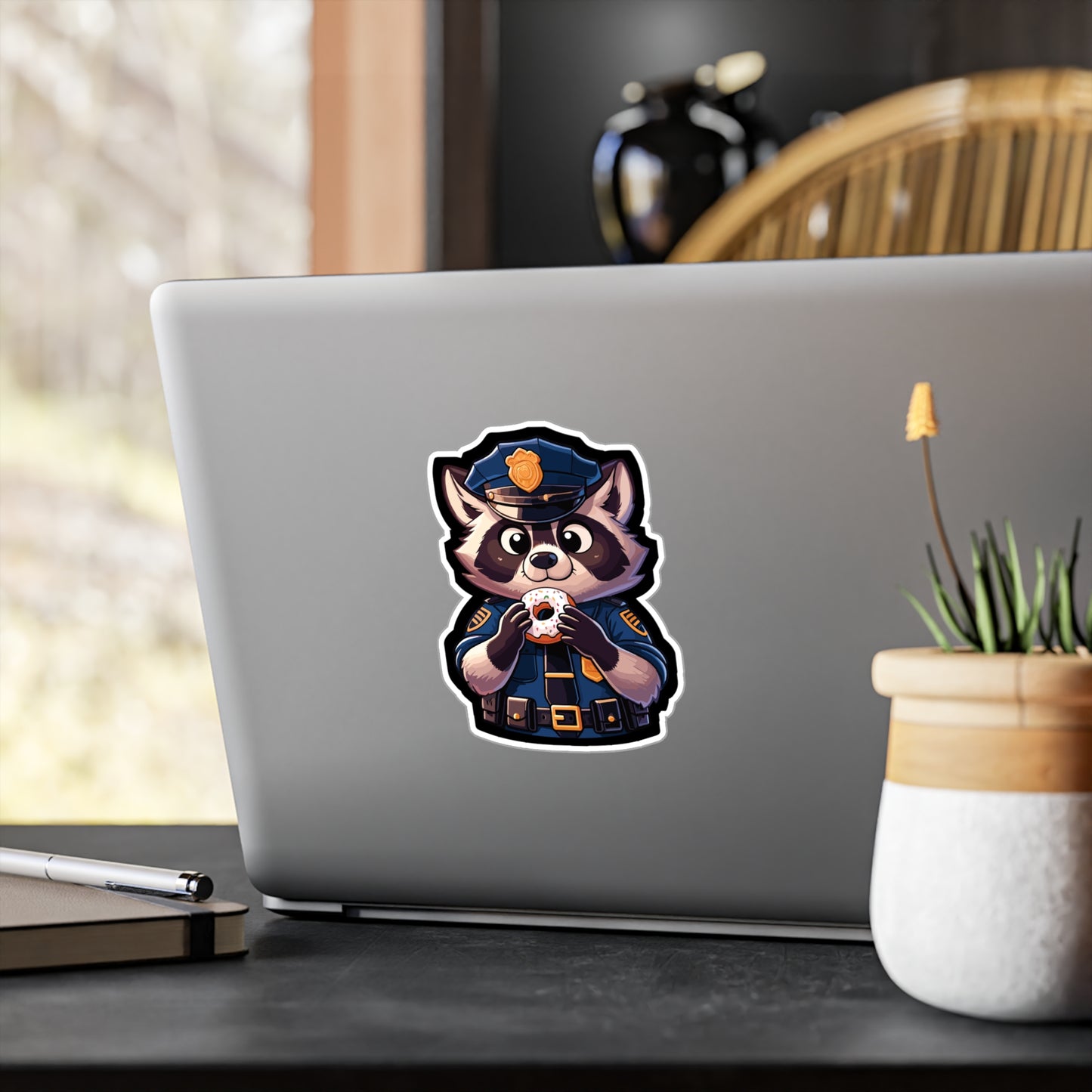 Police Raccoon - Police Sticker for Car Window Wall Laptop Sticker. Water Bottle Sticker, Vinyl Donut Decal, Resist Sticker - Police Gift