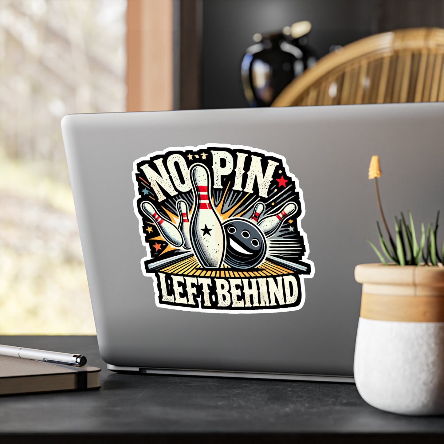 No Pin Left Behind - Bowling Sticker for Laptop Sticker. Water Bottle Sticker, Vinyl Strike Decal - Bowling Gift