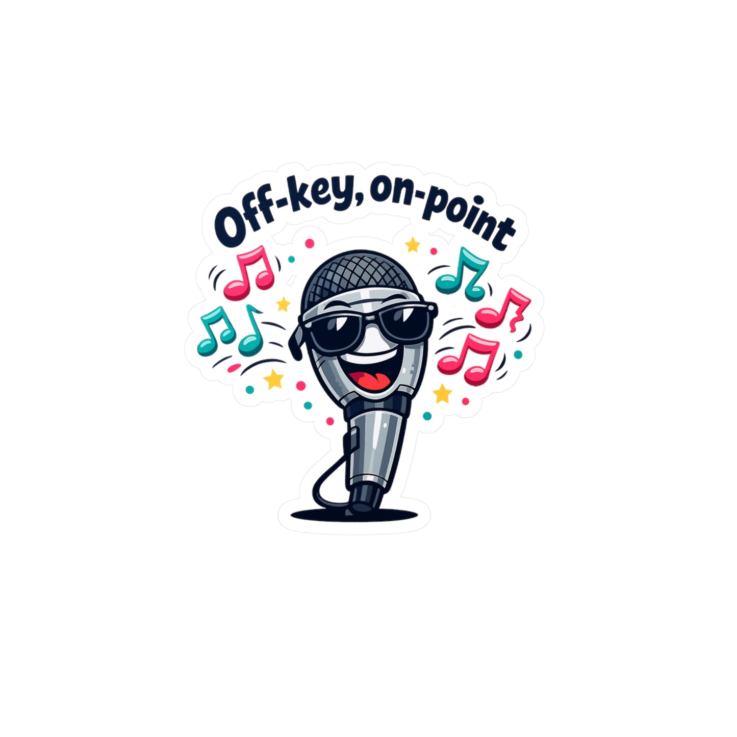 Karaoke Sticker 'Off-key, on-point' Funny Music Beer Booze Decals Waterproof Vinyl for Laptop Water Bottle