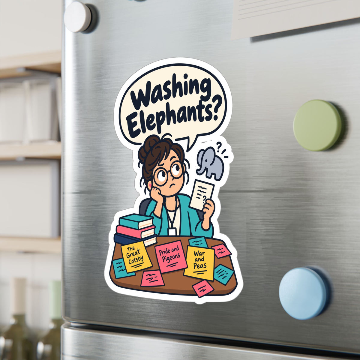 Librarian Sticker - Washing Elephants? Fabulous and Magical Unicorn Decals for Laptop or Water Bottle