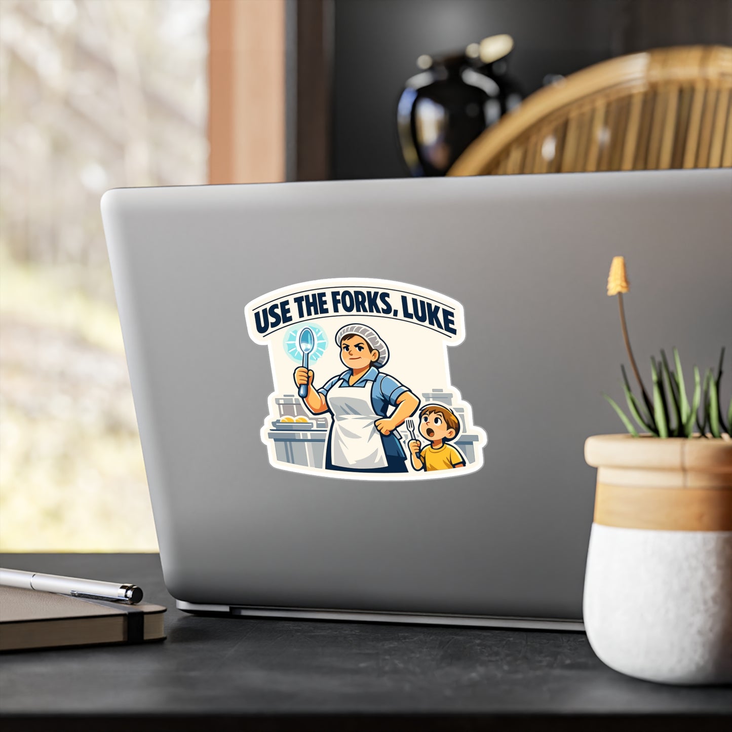 Lunch Lady Sticker Use the Forks, Luke Funny School Canteen Vinyl Waterproof sticker decals for Laptop Water Bottle