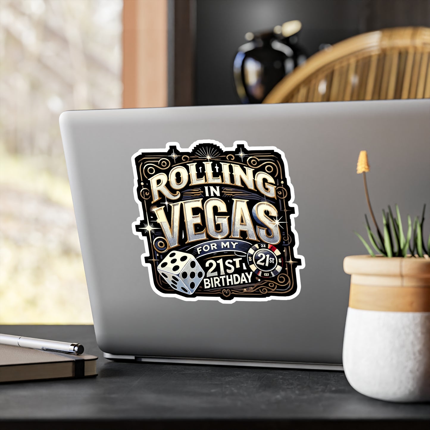Rolling In Vegas For My 21st Birthday - Vegas Sticker for Laptop Sticker. Water Bottle Sticker, Vinyl 21st birthday Decal - Vegas Gift