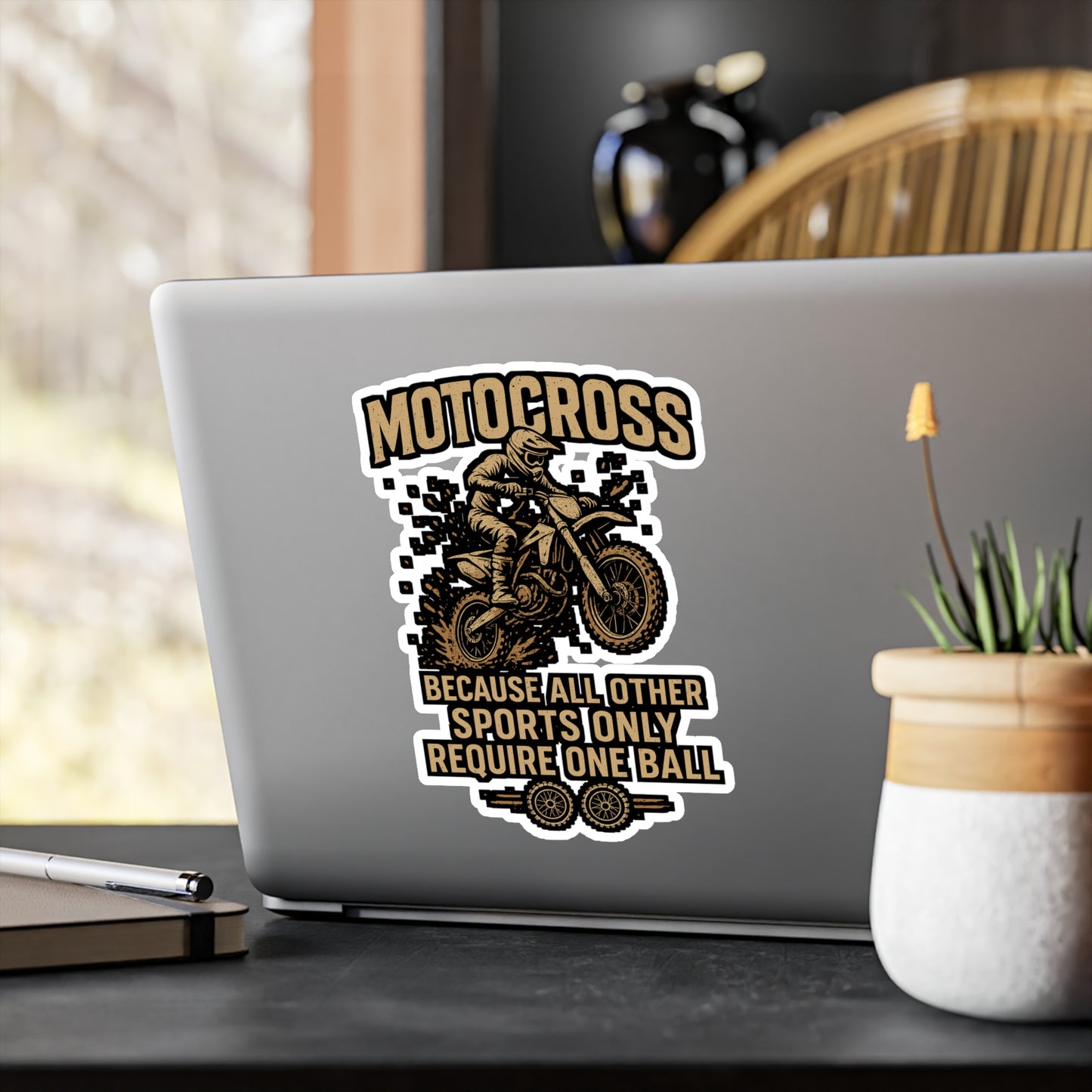 Motocross Because All Other Sports Only Require One Ball – Funny Motocross Sticker for Laptop, Water Bottle or Toolbox | Motorcycle Rider Gift