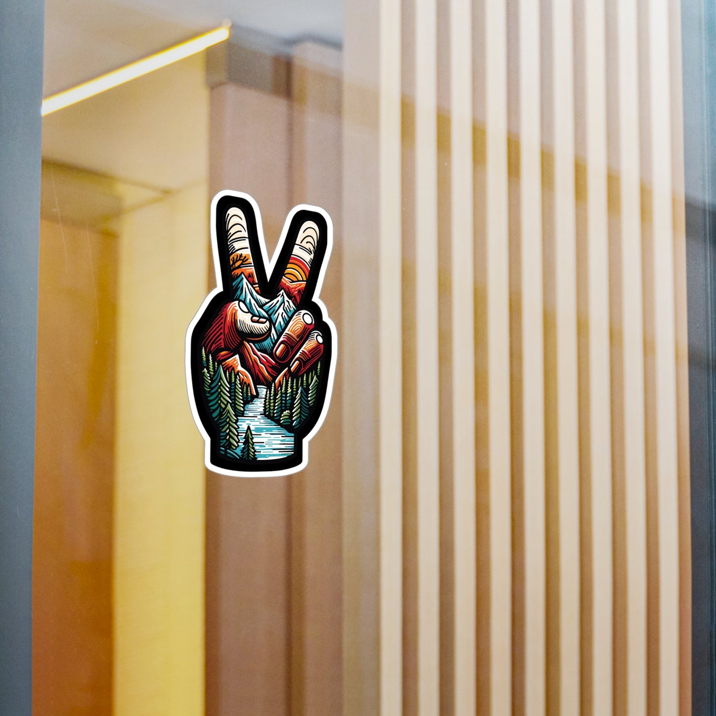 Peace Outdoor Forest Camping - Camping Sticker for Laptop, Wall Sticker. Water Bottle Sticker, Vinyl Adventure Decal - Camping Gift