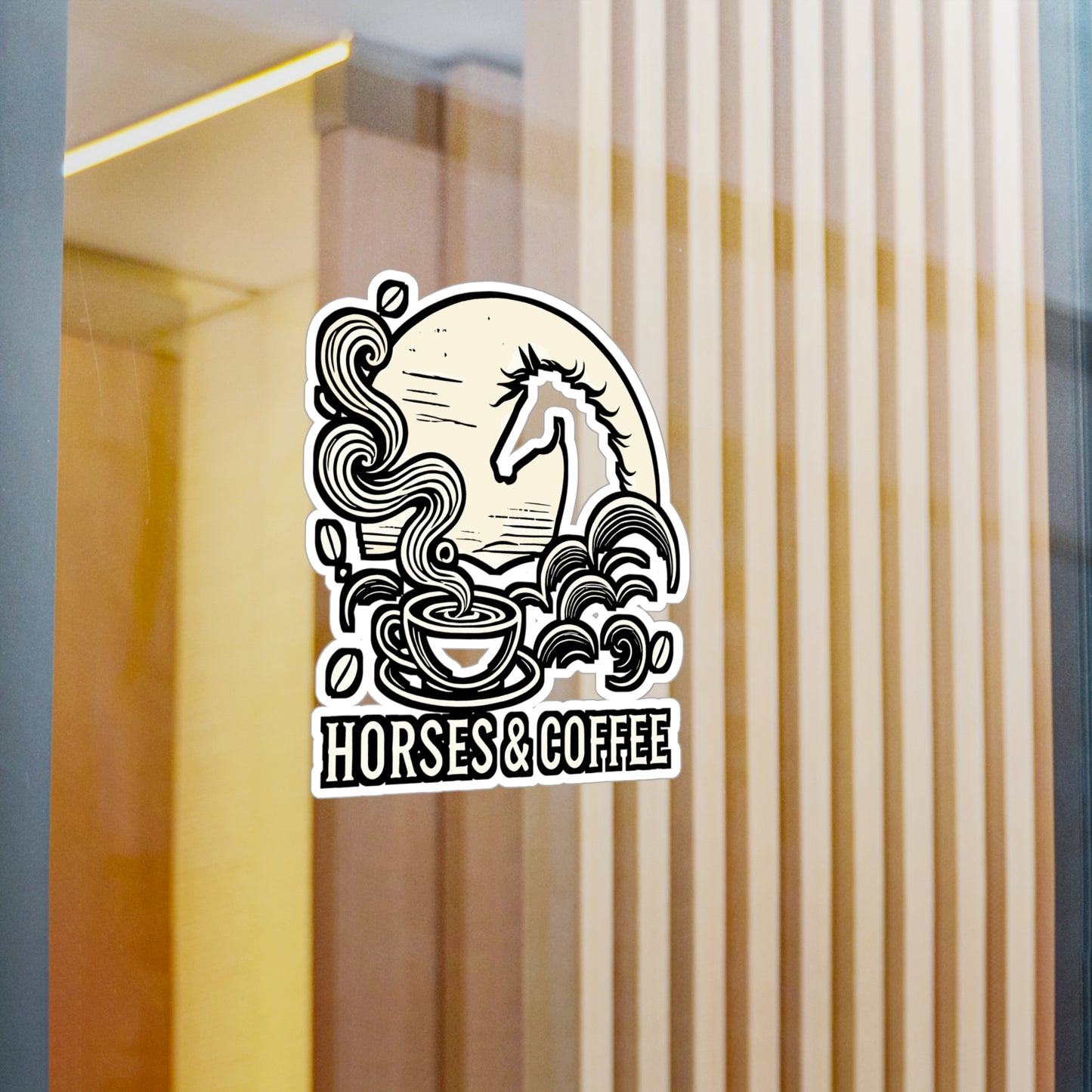 Horses and Coffee – Funny Horse Sticker for Car, Laptop or Water Bottle | Equestrian Gift, Vinyl Decal for Horse Lovers