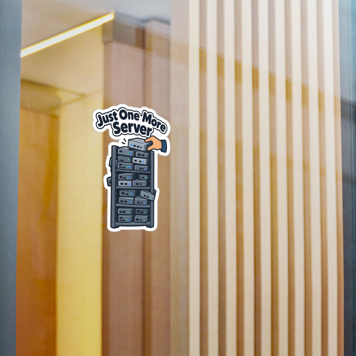 Server Sticker with Just One More Server Design – Decals for Rack Cabinets and Mini PCs