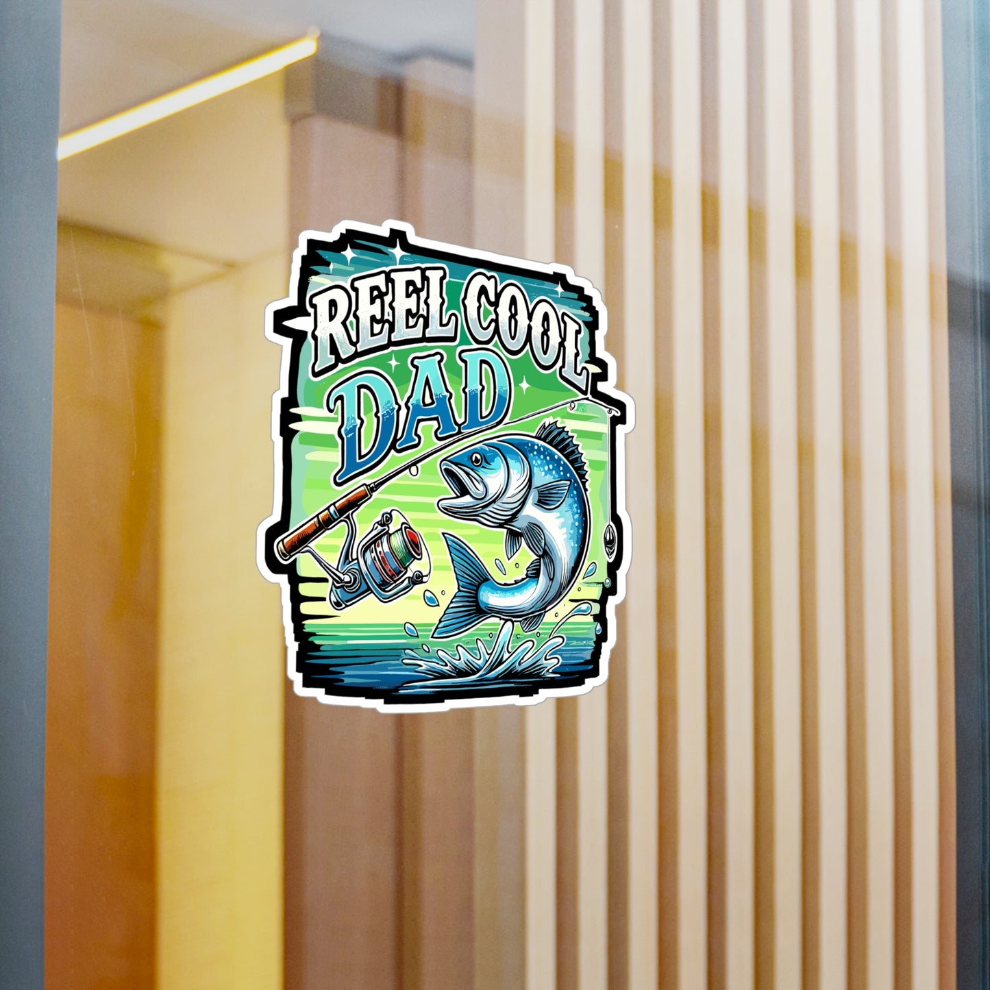Reel Cool Dad - Fishing dad Sticker for Laptop Sticker. Water Bottle Sticker, Vinyl Fishing Decal - Fishing dad Gift
