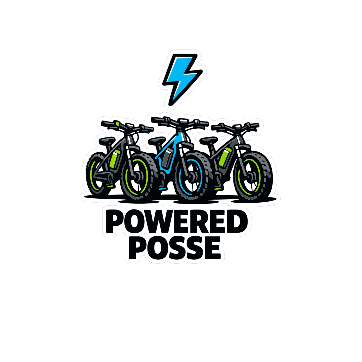 E-Bike Sticker Powered Posse Waterproof Vinyl decals for Electric Bike Enthusiasts Laptop, Water Bottle