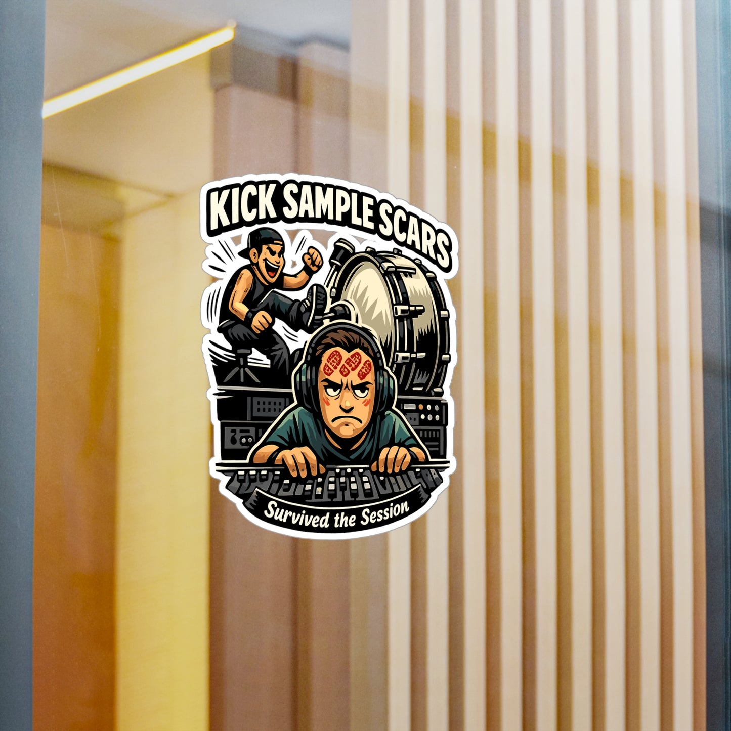 Audio Engineer Sticker "Kick Sample Scars" Waterproof Vinyl decals for Laptop, Water Bottle – Sound Engineer Audio Technician Gear