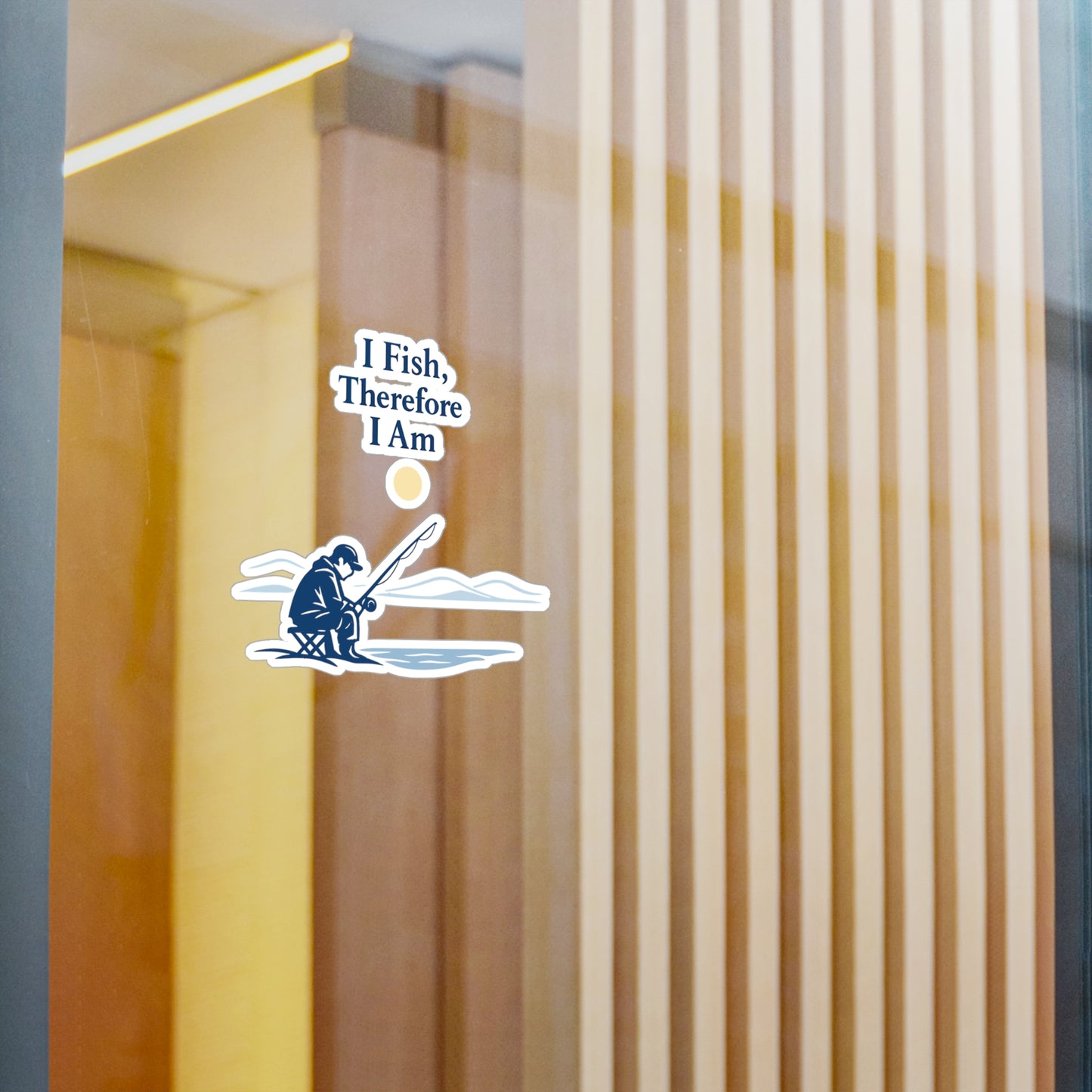 Fishing Sticker "I Fish, Therefore I Am" Waterproof Vinyl Decals for Laptop, Water Bottle, Angling Lake Boating Design