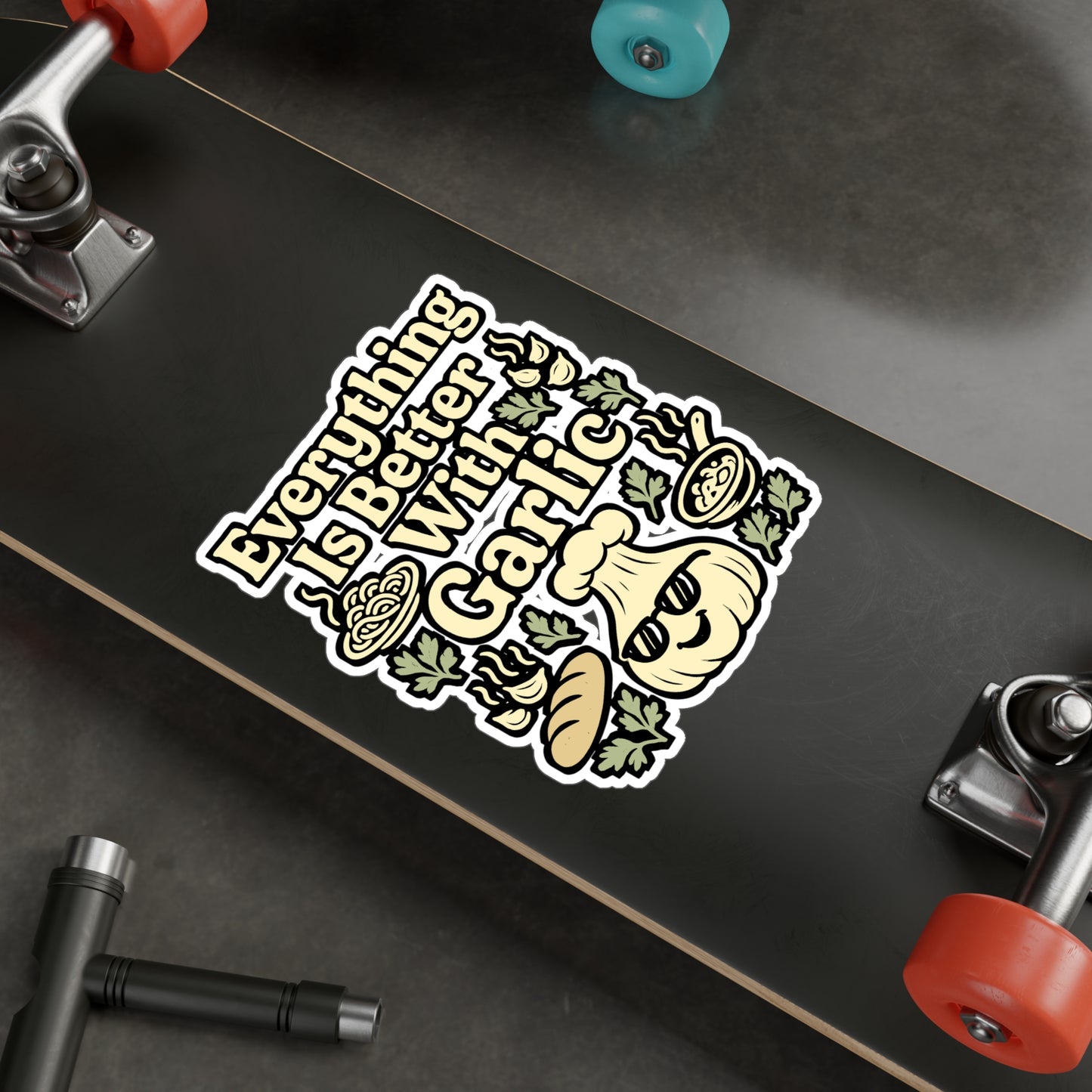 Garlic Sticker Decals – Everything Is Better With Garlic Design for Chef, Chilli Sauce Lovers – Waterproof Vinyl for Laptop, Water Bottle