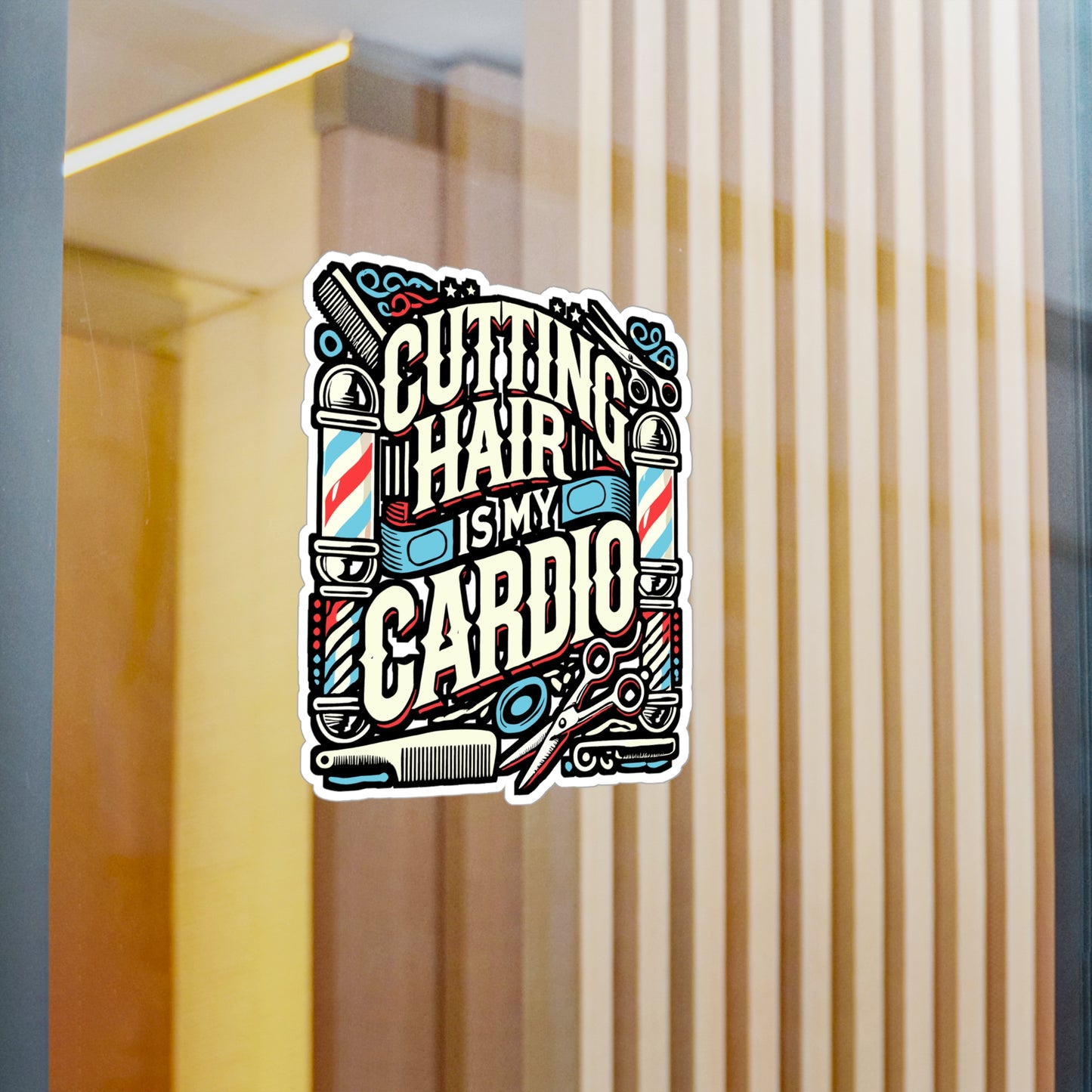 Cutting Hair Is My Cardio – Barber Sticker for Laptop or Water Bottle | Vinyl Trimmer Decal | Perfect Barber Gift